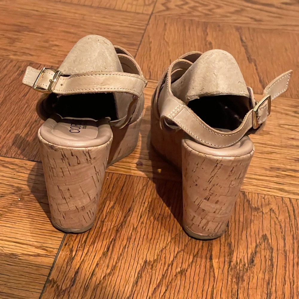 Cordani Slingback Wedge Leather Cork Platform Sandal, Size 40, GUC, “Julia” - Picture 9 of 15